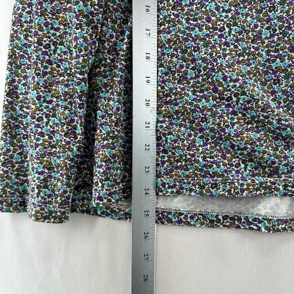 Lands End Top Women S Relaxed Fit Supima Crew Neck Long Sleeve Floral Multicolor - Picture 9 of 11